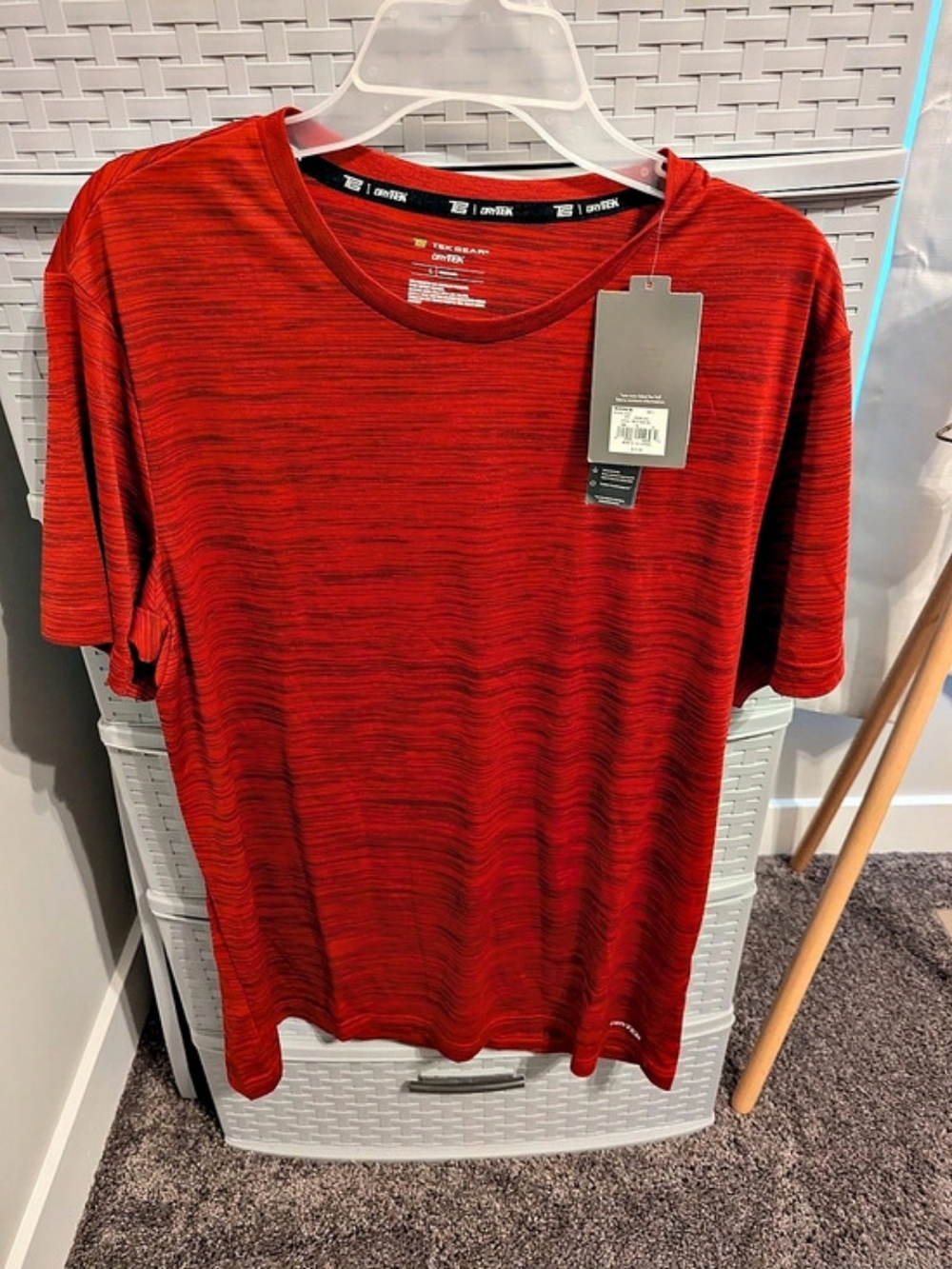 Tek Gear DryTek Space-Dye Tee Short Sleeve Red & Black Large